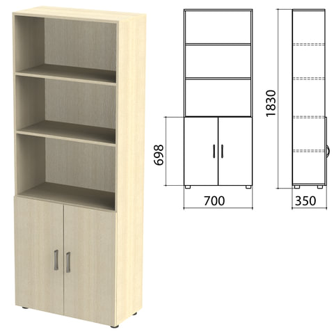 Шкаф полузакрытый "Канц", 700х350х1830 мм, цвет дуб молочный (КОМПЛЕКТ), 980458