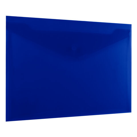 Папка-конверт с кнопкой прозрачная А4 BRAUBERG UNIVERSAL, до 100 листов, синяя, 0,15 мм, 273071