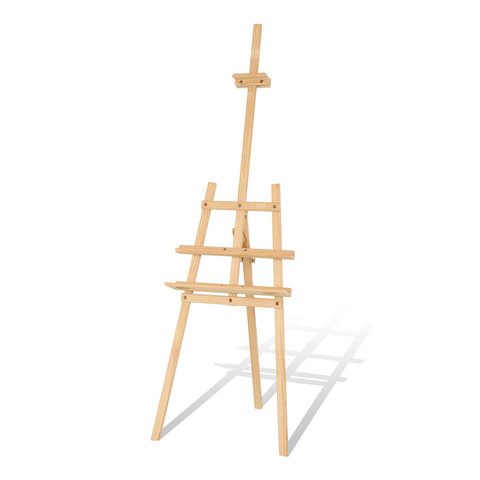 Мольберт напольный из сосны Лира с полкой, 55х170х120 см, высота холста до 120 см, BRAUBERG ART, 192
