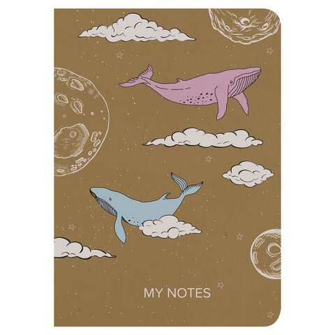 Тетрадь B5 (179х250мм) 60л, сшивка, клетка, КРАФТ, бежевая бумага 70г/м, КИТЫ, BRAUBERG, 403809