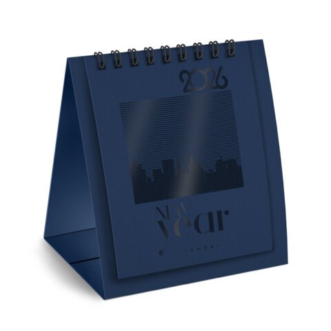 Календарь-домик настольный на гребне, 2026г, BRAUBERG, 110х120мм, ТЕМНО-СИНИЙ, 117283