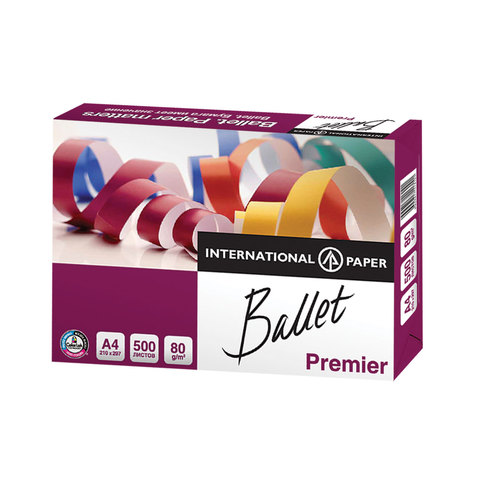 Бумага офисная BALLET PREMIER, А4, 80 г/м2, 500 л., марка А, ColorLok, International Paper, белизна 