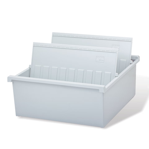 Картотека пластиковая ФОРМАТ А4 (297х210 мм), горизонтональная на 1300 карт, серая, HAN (Германия),