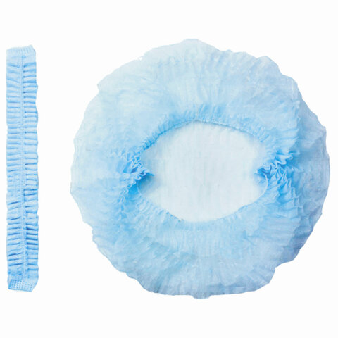 Шапочка-берет одноразовая "Плиссе" ГЕКСА набор 25 шт., спанбонд 18 г/м2, бирюзовая