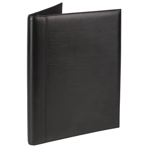 Папка адресная из натуральной кожи без надписи, формат А4, 32х25х1 см, черная, индивидуальная упаков
