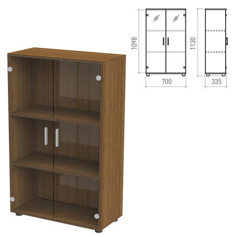 Шкаф закрытый со стеклом "Канц", 700х335х1130 мм, цвет орех пирамидальный (КОМПЛЕКТ!)