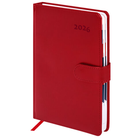 Ежедневник датированный 2026 А5 148х218мм GALANT Ritter, под кожу, красный, 117489