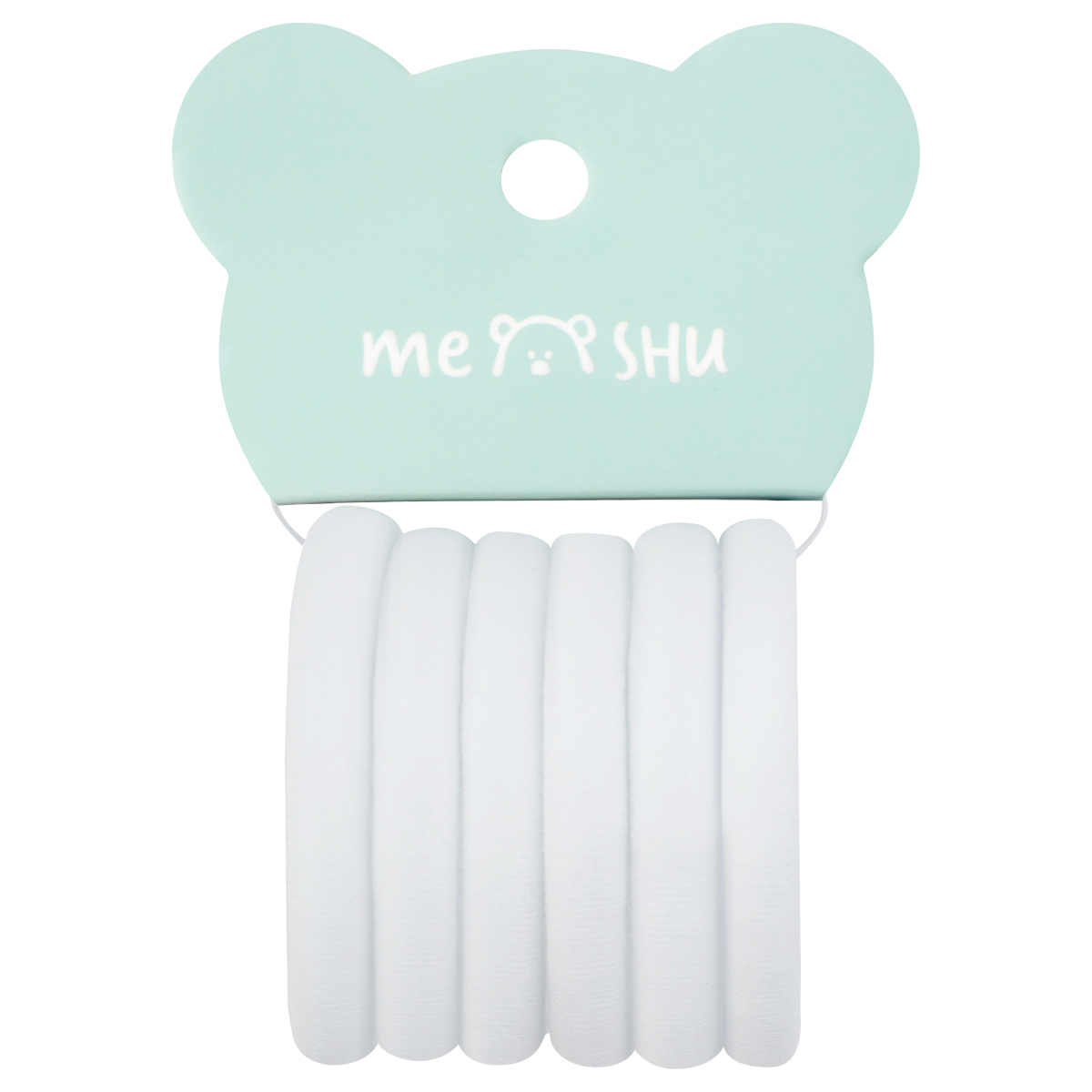 Резинки для волос MESHU "Essence", белые, 6шт., диаметр 4см, европодвес