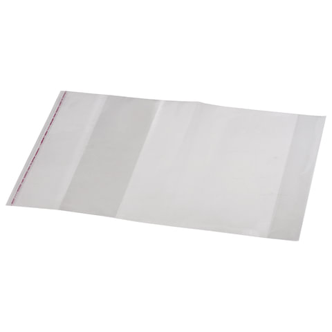 Обложка 215х400 мм, ПП для тетради и дневника, универсальная, прозрачная, клейкий край, 80 мкм,16.14