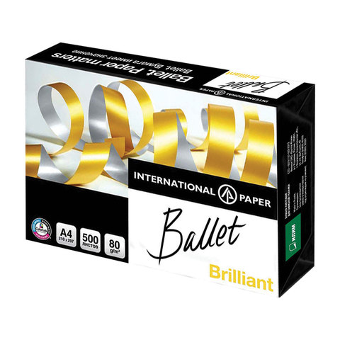 Бумага офисная BALLET BRILLIANT, А4, 80 г/м2, 500 л., марка А, ColorLok, International Paper, белизн