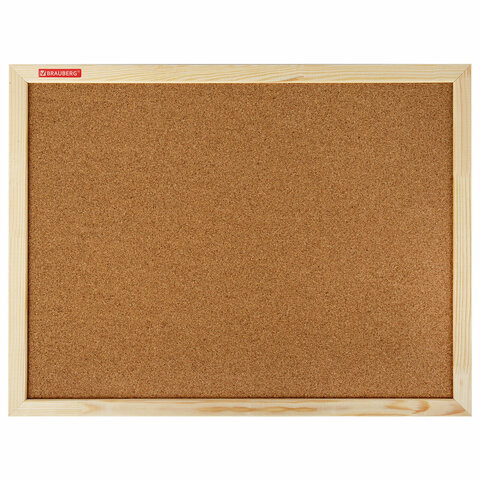 Доска пробковая для объявлений 45х60 см, деревянная рамка, BRAUBERG Wood, 238310