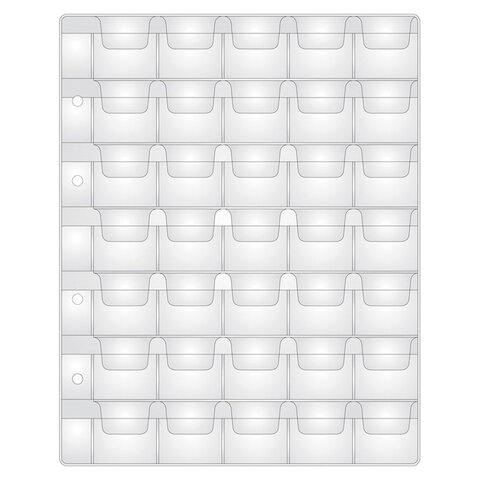 Листы-вкладыши для альбома "OPTIMA" на 35 монет d до 32 мм, КОМПЛЕКТ 10 шт., 200х250 мм, ПВХ, STAFF,