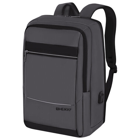 Рюкзак HEIKKI ELECT (ХЕЙКИ) универсальный, отделение для ноутбука, USB-порт, серый, 44х30х16 см, 273
