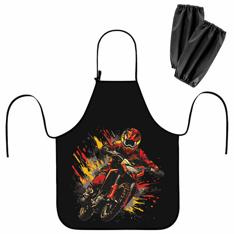 Фартук с нарукавниками для уроков труда ЮНЛАНДИЯ, регулировка по росту, 46х54 см, Fire moto, 273636