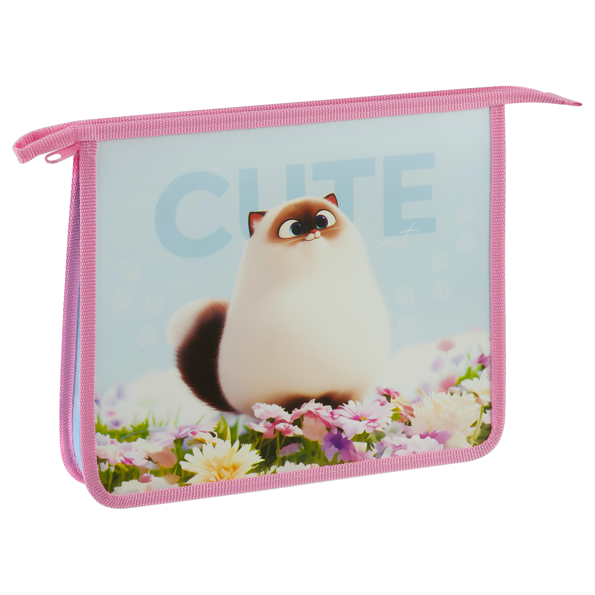 Папка для тетрадей 1 отделение, ArtSpace "Cute cat", А5, пластик, на молнии
