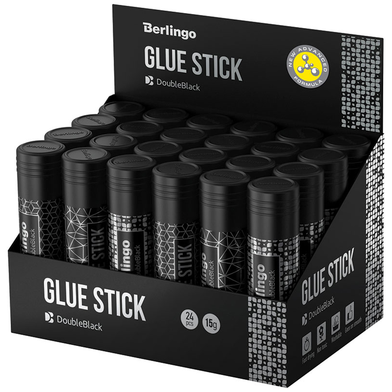 Клей-карандаш Berlingo "Double black", 15г