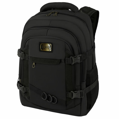 Рюкзак HEIKKI DESERTED (ХЕЙКИ) универсальный, 3 отд., эргономичный, багажная лента, черный, 47х33х17
