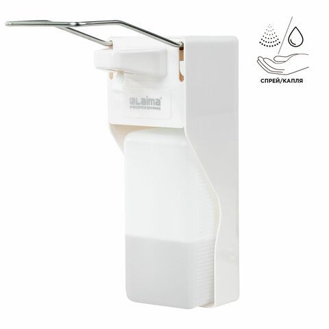 Дозатор локтевой для антисептика и мыла УНИВЕРСАЛЬНЫЙ, с еврофлаконом 1 л, LAIMA, ABS-пластик, 60732