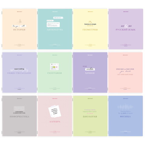 Тетради предметные, КОМПЛЕКТ 12 ПРЕДМЕТОВ, 48 л., обложка картон, BRAUBERG "CREATIVE", 405166
