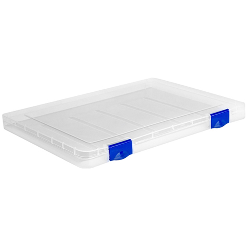 Папка для документов СТАММ А4, 230*305*23мм, пластик., прозрачная, синие защелки