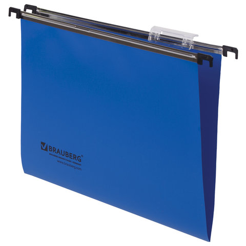 Подвесные папки А4 (350х245 мм), до 80 листов, набор 5 шт., пластик, синие, BRAUBERG (Италия), 23