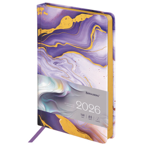 Ежедневник датированный 2026 А5 138x213мм BRAUBERG Vista, под кожу твердый, Texture, 117453