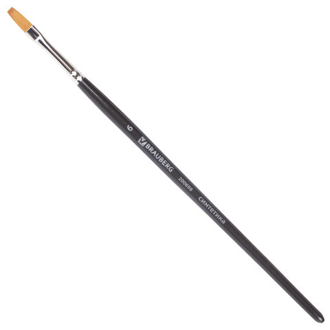 Кисть художественная проф. BRAUBERG ART CLASSIC, синтетика мягкая под колонок, плоск, № 6, кор руч,