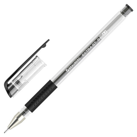 Ручка гелевая с грипом BRAUBERG "EXTRA GT NEEDLE", ЧЕРНАЯ, игольчатый узел 0,5 мм, линия 0,35 мм, 14