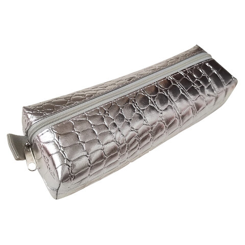Пенал-косметичка BRAUBERG, "крокодиловая кожа", 20х6х4 см, "Ultra silver", 270851