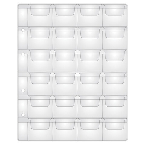 Листы-вкладыши для альбома "OPTIMA" на 24 монеты d до 38 мм, КОМПЛЕКТ 10 шт., 200х250 мм, ПВХ, STAFF