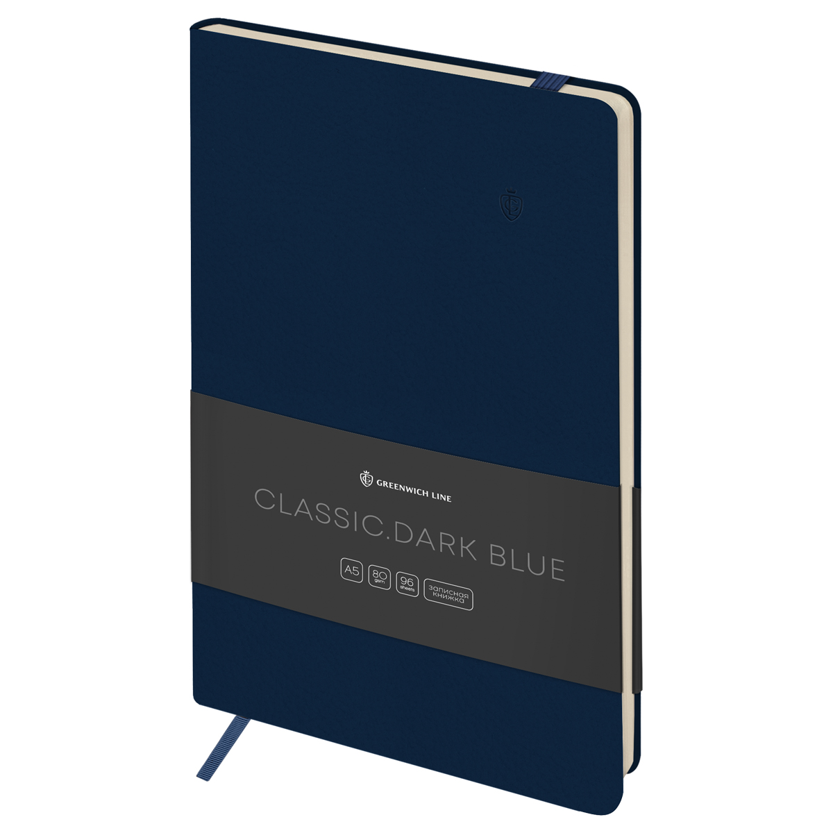 Записная книжка А5 96л. ЛАЙТ, кожзам, Greenwich Line "Classic. Dark blue", с резинкой, блок без лино
