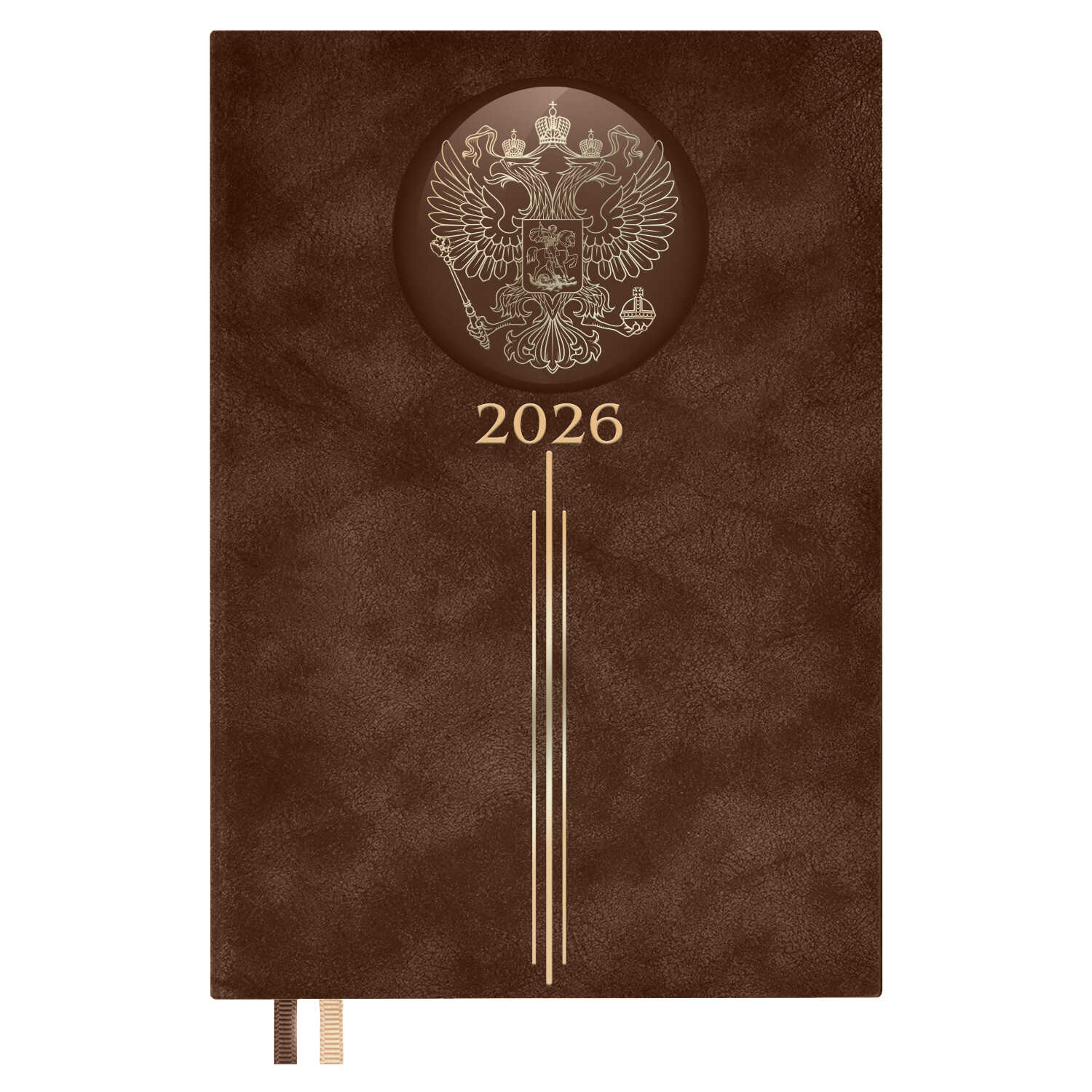 Ежедневник датированный 2026, А5 176 л., Escalada ГЕРБ Тиволи Коричневый