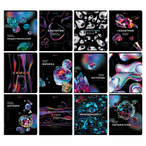 Тетради предметные, КОМПЛЕКТ 12 ПРЕДМЕТОВ, "MAGICAL", 48 л., матовая ламинация, фольга, BRAUBERG, 40