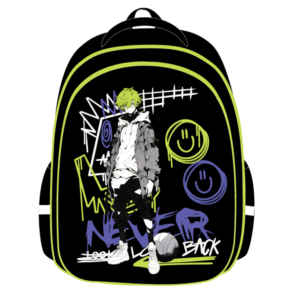 Ранец ArtSpace School Friend Light "Never look back" 35*29*12см, 2 отделения, 2 кармана, анатомическ