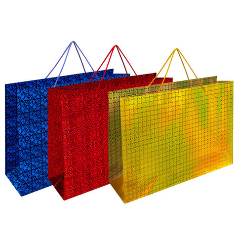 Пакет подарочный (1 шт.) 53x16x38 см, "BIG SIZE", голография, ассорти 3 цвета, ЗОЛОТАЯ СКАЗКА, 60973