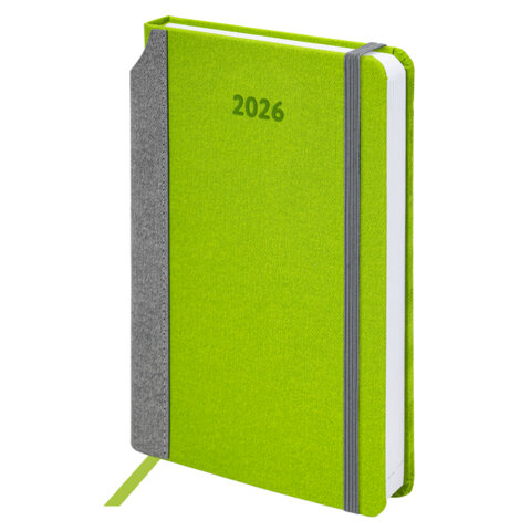 Ежедневник датированный 2026 А5 138x213мм BRAUBERG Mosaic, под кожу, карман для ручки, зеленый, 1171