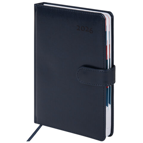 Ежедневник датированный 2026 А5 148х218мм GALANT Ritter, под кожу, темно-синий, 117492