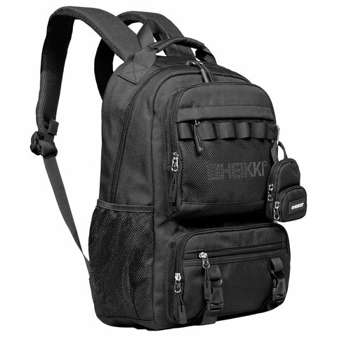 Рюкзак HEIKKI FUSION (ХЕЙКИ) универсальный, отделение для ноутбука, с КОШЕЛЬКОМ, черный, 44х31х14 см