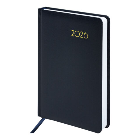 Ежедневник датированный 2026 А5 138x213мм BRAUBERG Select, балакрон, темно-синий, 117085