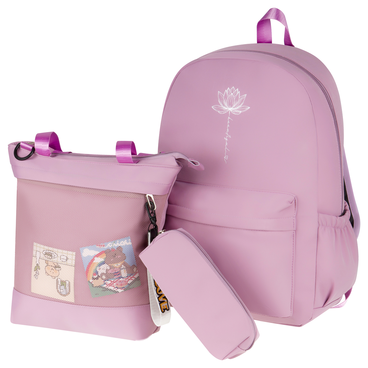 Рюкзак MESHU "Lily", 43*30*13см, 1 отделение, 3 кармана, уплотн. спинка, в комплекте сумка-шоппер 33