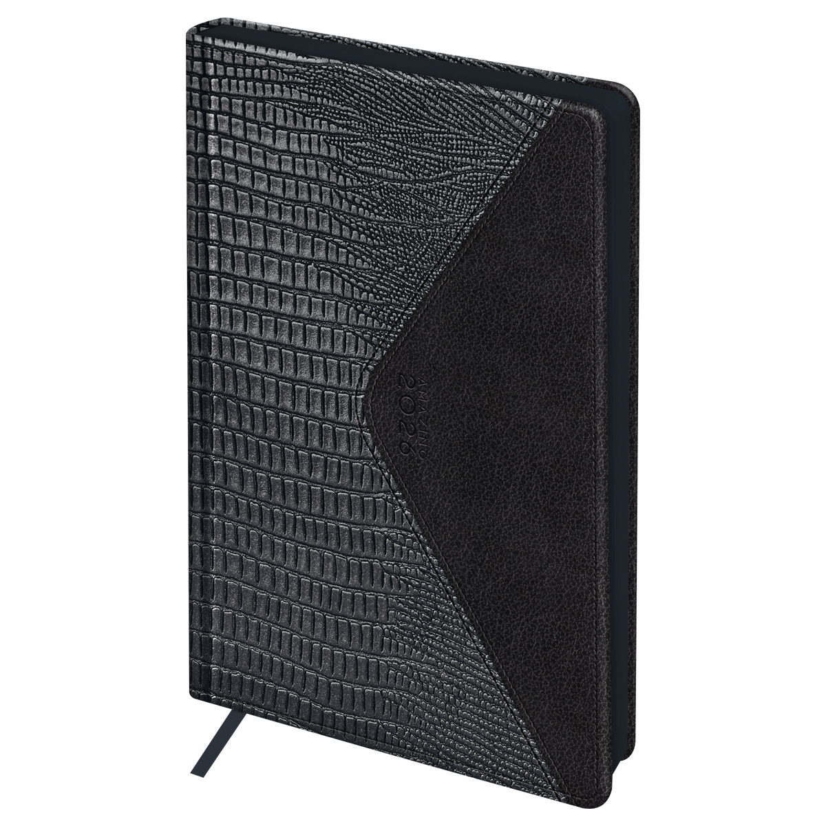 Ежедневник датированный 2026г., А5, 176л., твердый переплет, кожзам, BG "Reptile. Steel", чёрный, цв