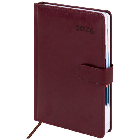 Ежедневник датированный 2026 А5 148х218мм GALANT Ritter, под кожу, бордовый, 117493