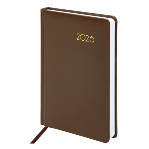 Ежедневник датированный 2026 А5 138x213мм BRAUBERG Select, балакрон, коричневый, 117087