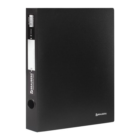 Папка на 2 кольцах BRAUBERG "Стандарт", 40 мм, черная, до 300 листов, 0,9 мм, 221618