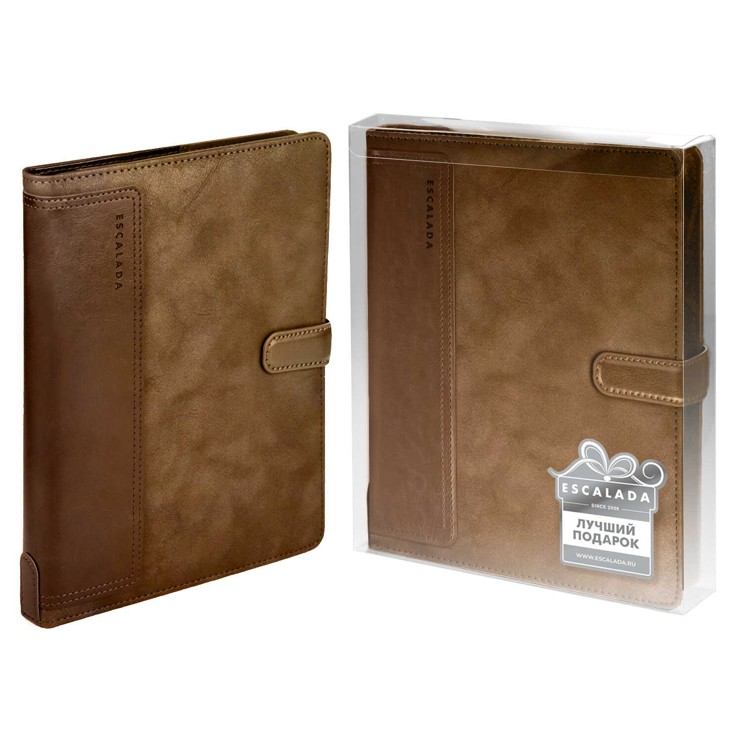 Ежедневник-органайзер недатированный, А5+, 160 л., Escalada ТИВОЛИ ГЛОСС ТАУПОВЫЙ, магнитный клапан