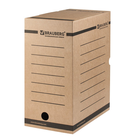 Короб архивный с клапаном А4 (260х325 мм), 150 мм, до 1400 листов, плотный, микрогофрокартон, BRAUBE