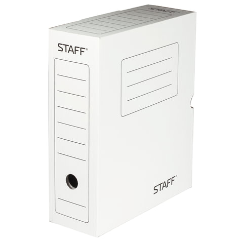 Короб архивный с клапаном А4 (260х325 мм), 100 мм, до 900 листов, микрогофрокартон, БЕЛЫЙ, STAFF, 12