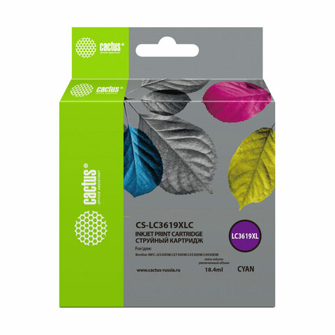 Картридж струйный CACTUS (CS-LC3619XLC) для Brother MFC-J2330DW/J3530DW/J3930, голубой, ресурс 1500 