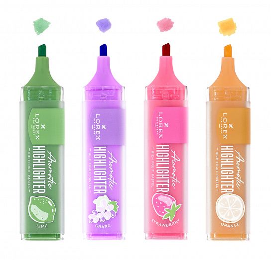 Текстовыделитель LOREX "Aromatic RICH FRUIT PASTEL" ассорти, 1-3,5мм 
