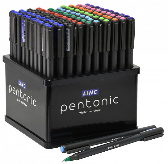 Ручка шариковая Linc "PENTONIC SILVER" ассорти, 1 мм, черный корпус 